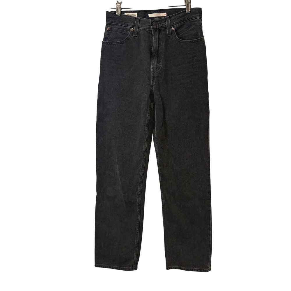 Levis Premium Dad‎ Jeans Womens 24 Washed Black High Rise Straight Leg W24 L30